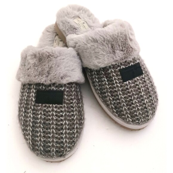 NEW Simply Southern Collection Scuff Slippers Gray Knit Soft Faux Fur 9M - Picture 1 of 13